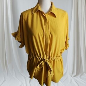 Ina Marigold Yellow Blouse Top Size M